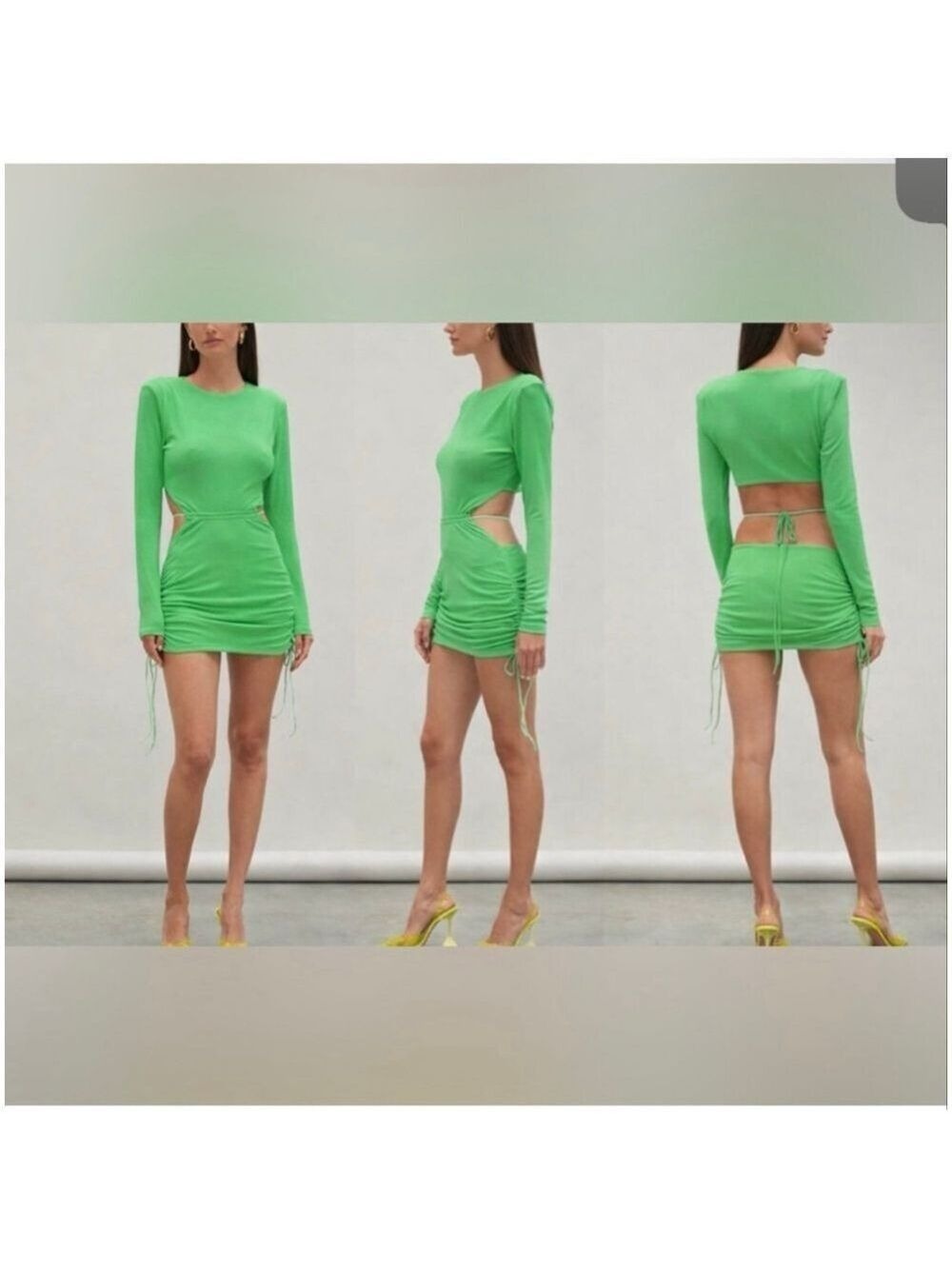Women's ATOIR Green Cut-Out Ruched Mini Dress XS